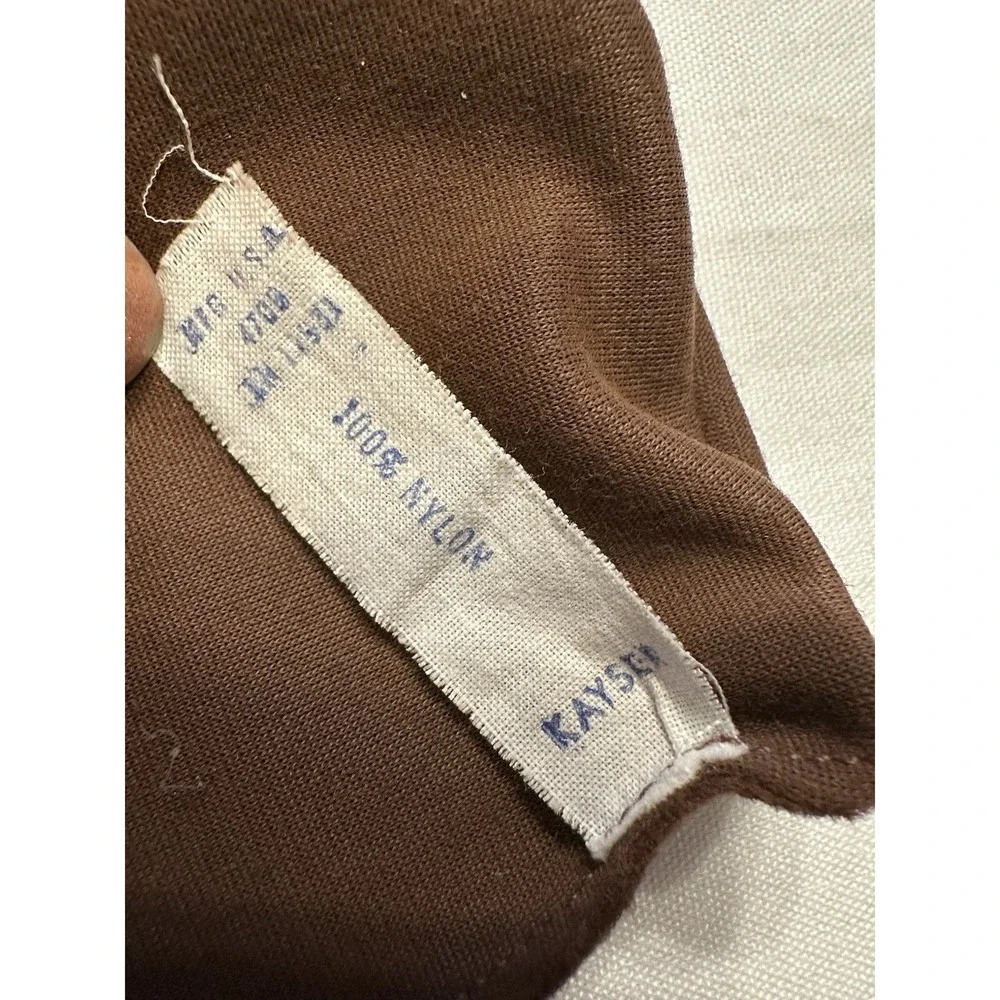VTG Made in USA Stretch‎ Nylon DARK BROWN GLOVES Elbow Length OPERA THEATER M/L